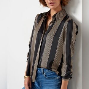 Evereve Black and tan Striped Blouse